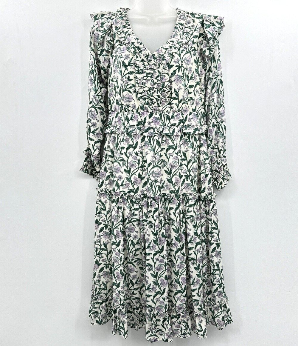 Anna Cate Garden Floral Tiered Midi Dress Size XS Green Multi Feminine Cottage